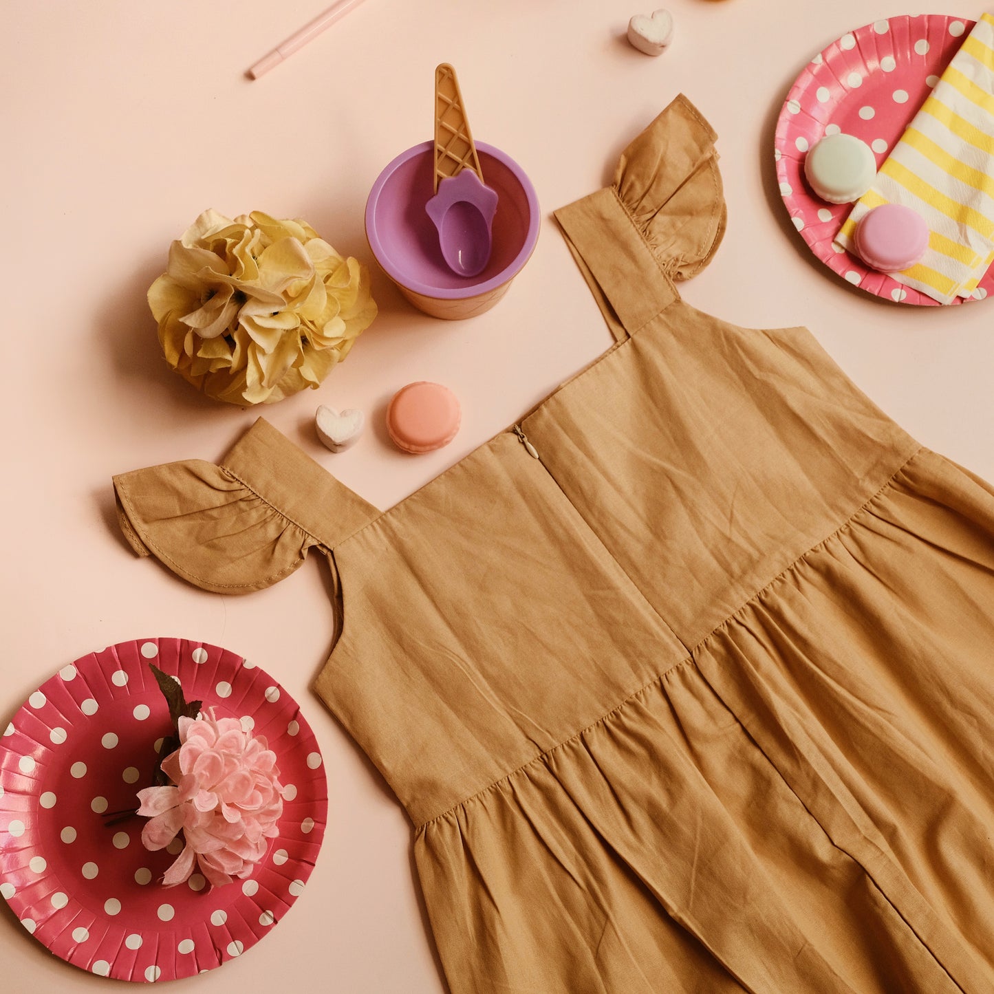 Paulene Ruffle  Macaroon Dress