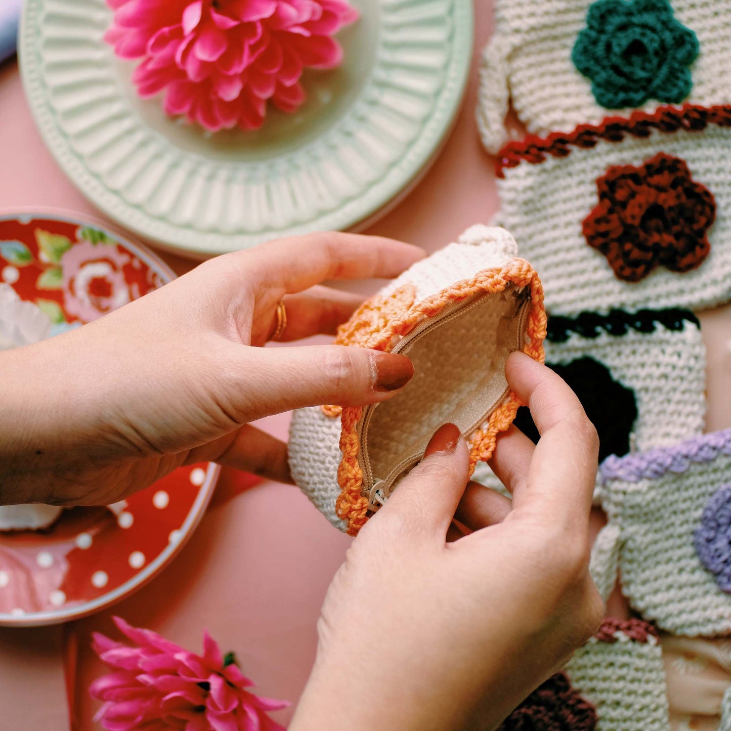 Crochet Coin Wallet Daisy